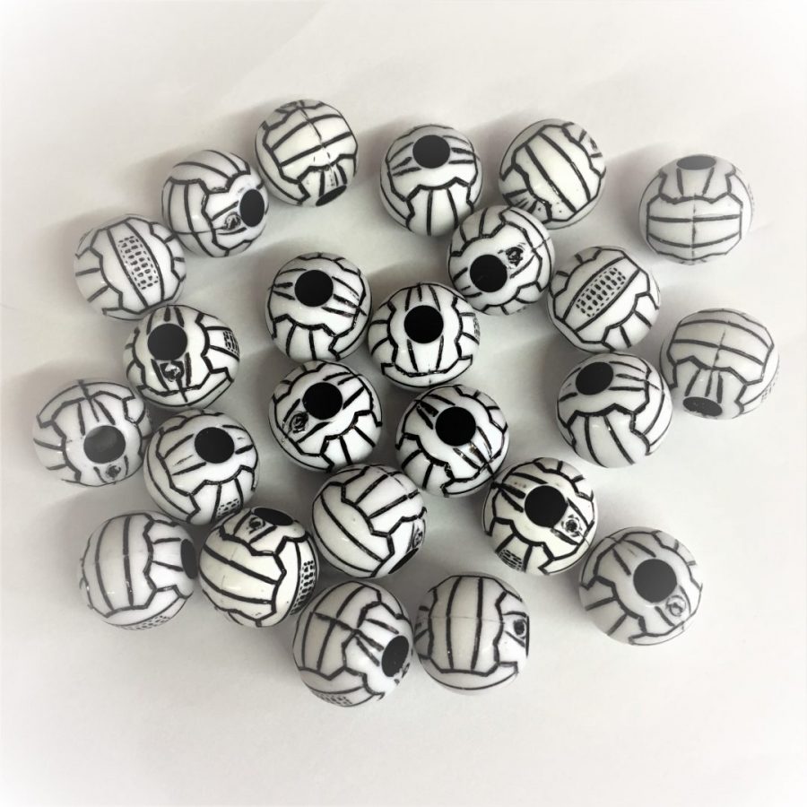 Schwarz-Weiße Fußball Acryl Perlen - 8 Mm (100 Stück) & 12 Mm (20 Stück), Für Schmuck & Basteln
