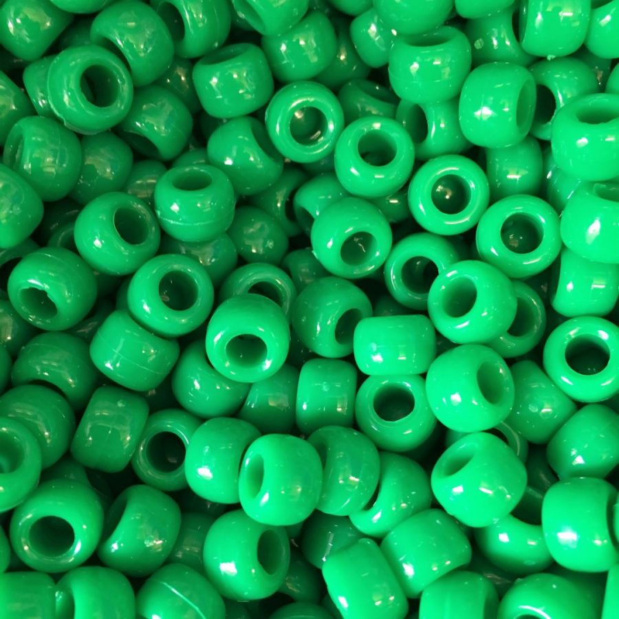 Dark Green Opaque 9x6mm Pony Beads Dummy Clips, Pram Charms